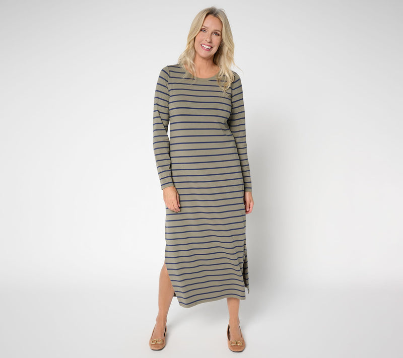 Belle by Kim Gravel Petite TripleLuxe Knit Striped Maxi Dress — View 9