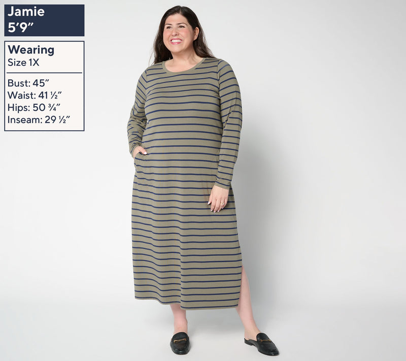 Belle by Kim Gravel Petite TripleLuxe Knit Striped Maxi Dress — View 10