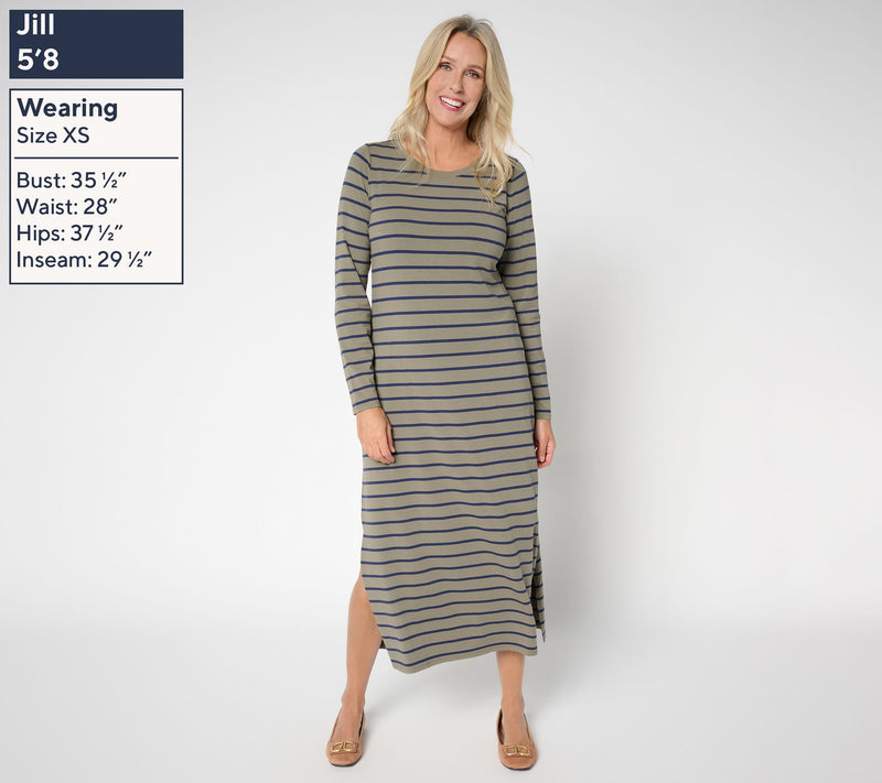 Belle by Kim Gravel Petite TripleLuxe Knit Striped Maxi Dress — View 11
