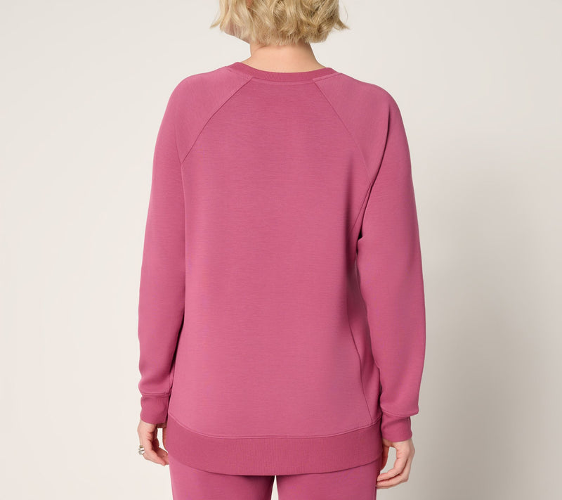 Belle by Kim Gravel ScubaLuxe Raglan Crew Sweatshirt — View 4