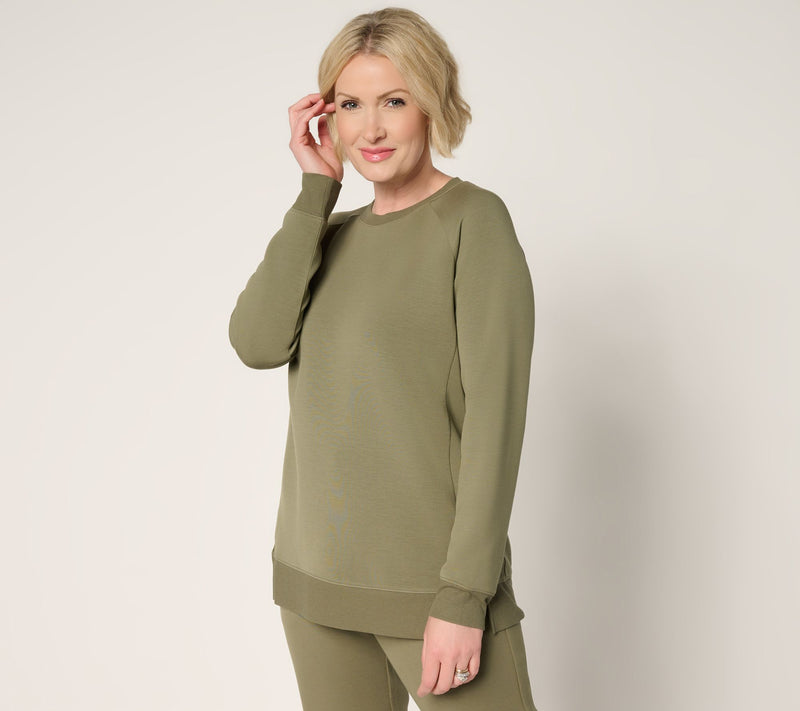 Belle by Kim Gravel ScubaLuxe Raglan Crew Sweatshirt — View 14
