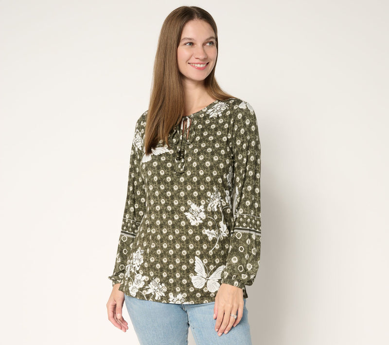 Belle Boho by Kim Gravel Free Spirit Floral Tie Dye Border Trim Top — View 13