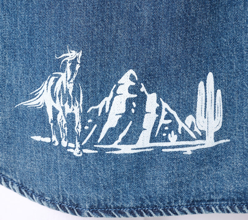 Denim & Co. Canyon Retreat 100% Cotton Placed Print Denim Shirt — View 8