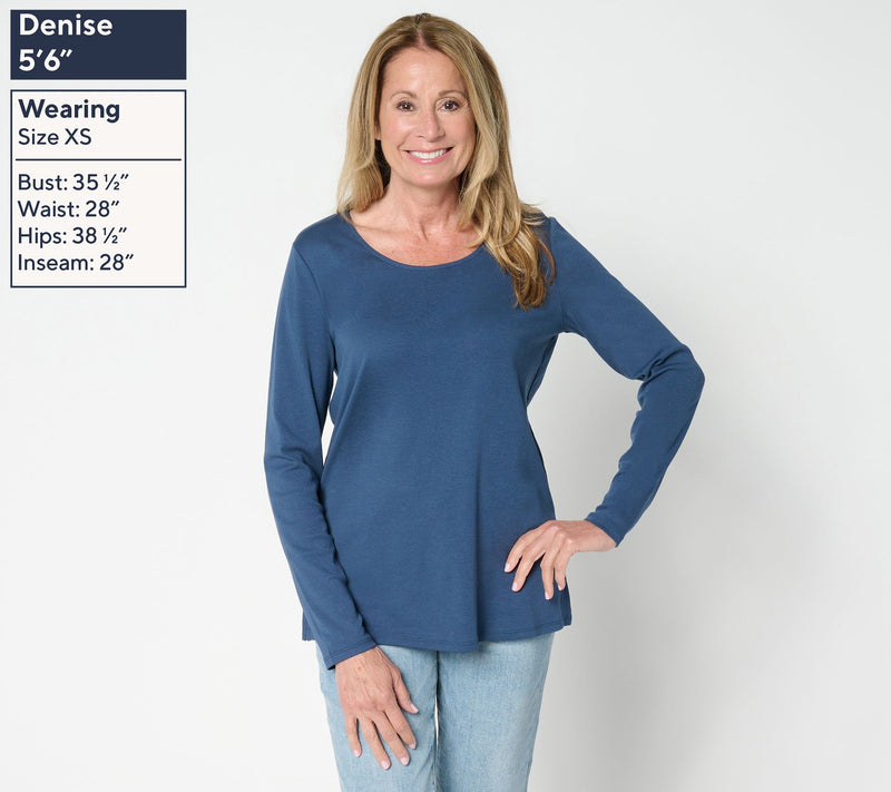 Belle by Kim Gravel TripleLuxe Scoop Neck Long Sleeve Top — View 3