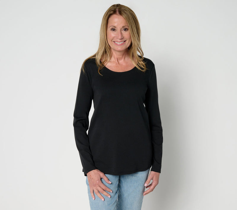 Belle by Kim Gravel TripleLuxe Scoop Neck Long Sleeve Top — View 12