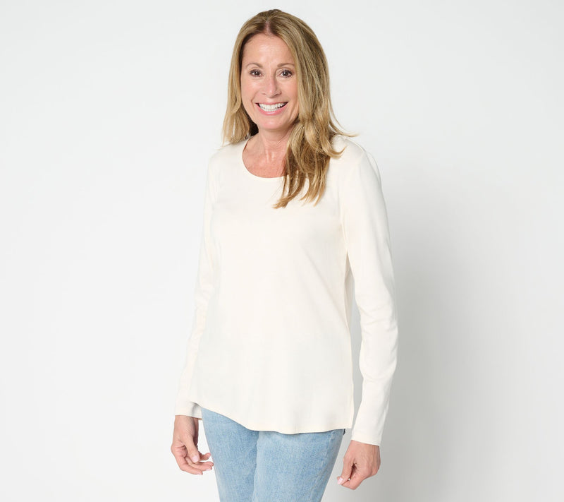 Belle by Kim Gravel TripleLuxe Scoop Neck Long Sleeve Top — View 13