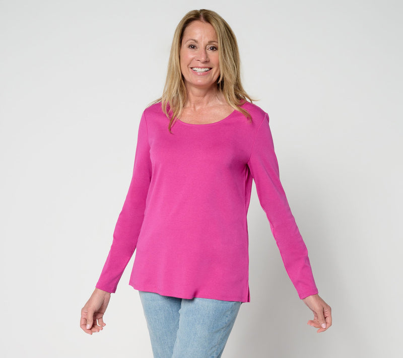 Belle by Kim Gravel TripleLuxe Scoop Neck Long Sleeve Top — View 14