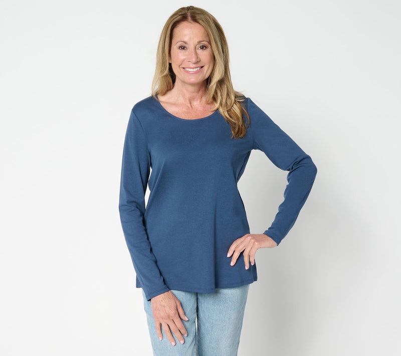 Belle by Kim Gravel TripleLuxe Scoop Neck Long Sleeve Top — View 15