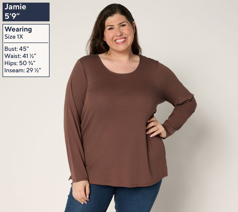 Belle by Kim Gravel TripleLuxe Scoop Neck Long Sleeve Top — View 2