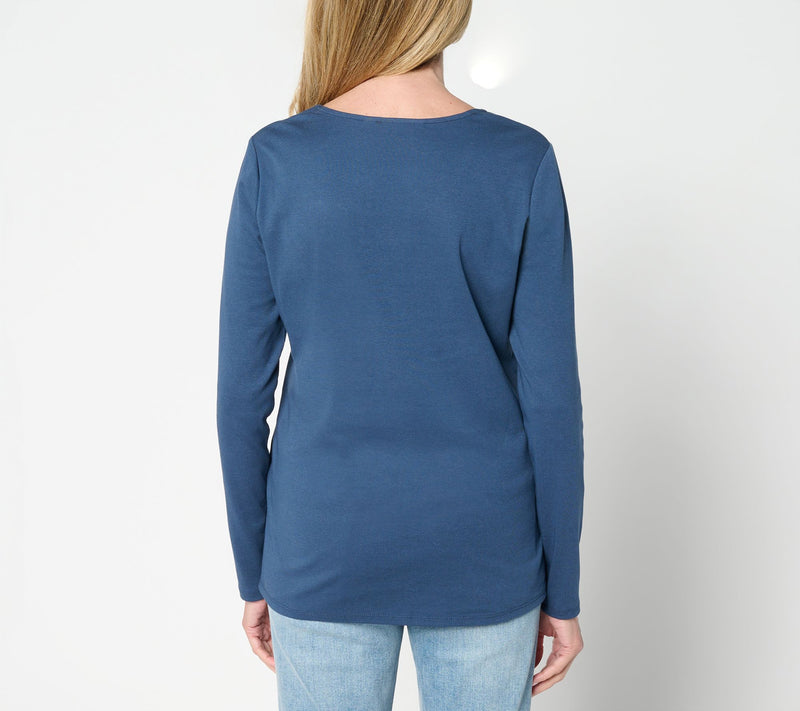 Belle by Kim Gravel TripleLuxe Scoop Neck Long Sleeve Top — View 4
