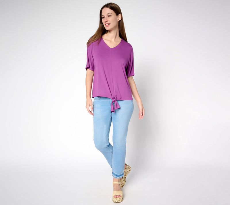 Belle Boho by Kim Gravel Rayon Spandex Tie Front Top — View 5