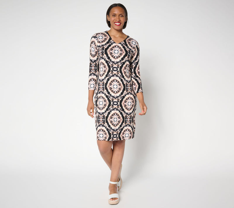 Belle Boho by Kim Gravel Petite Rayon Spandex Geo Sheath Dress — View 9