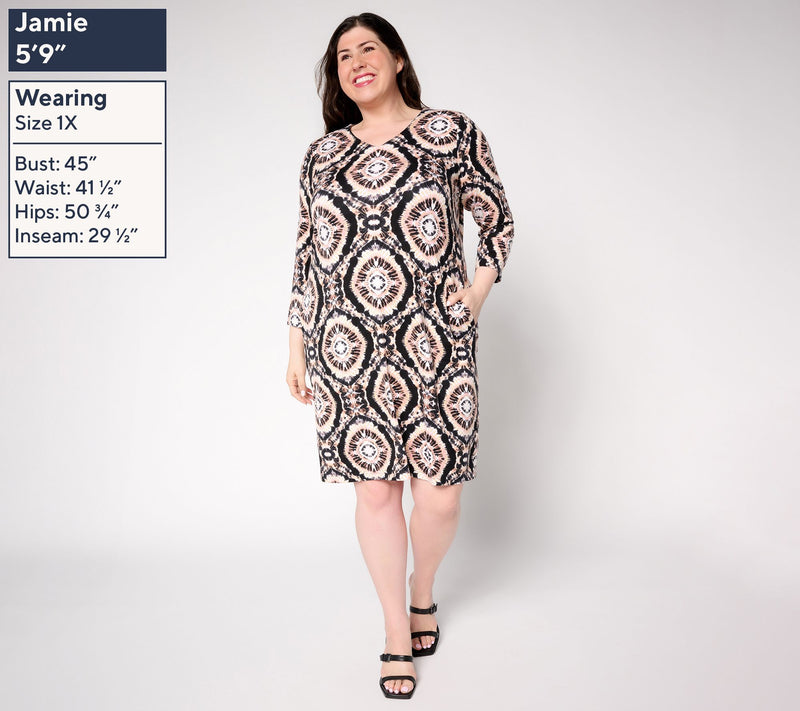 Belle Boho by Kim Gravel Petite Rayon Spandex Geo Sheath Dress — View 10