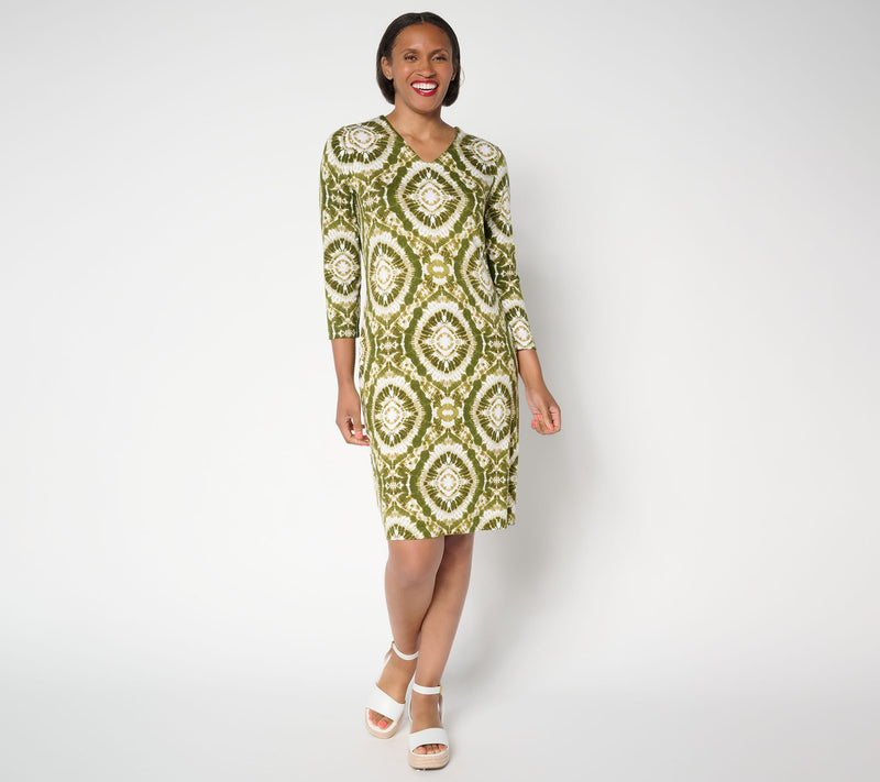 Belle Boho by Kim Gravel Petite Rayon Spandex Geo Sheath Dress — View 7