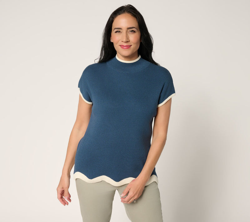Belle by Kim Gravel Contrast Trim Mock Neck Sweater — Main view