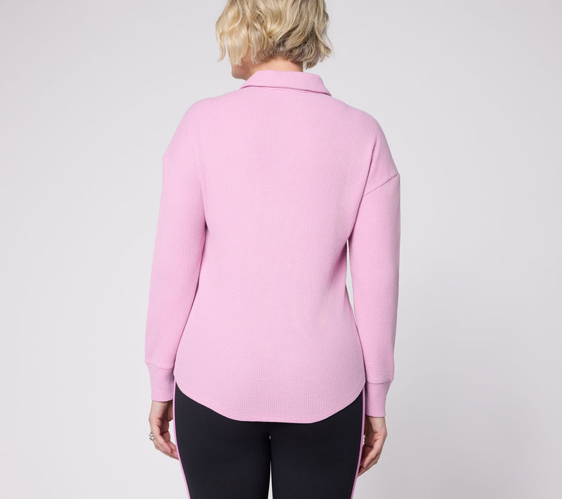 Belle by Kim Gravel Micro Waffle Horn Button Henley Top — View 4