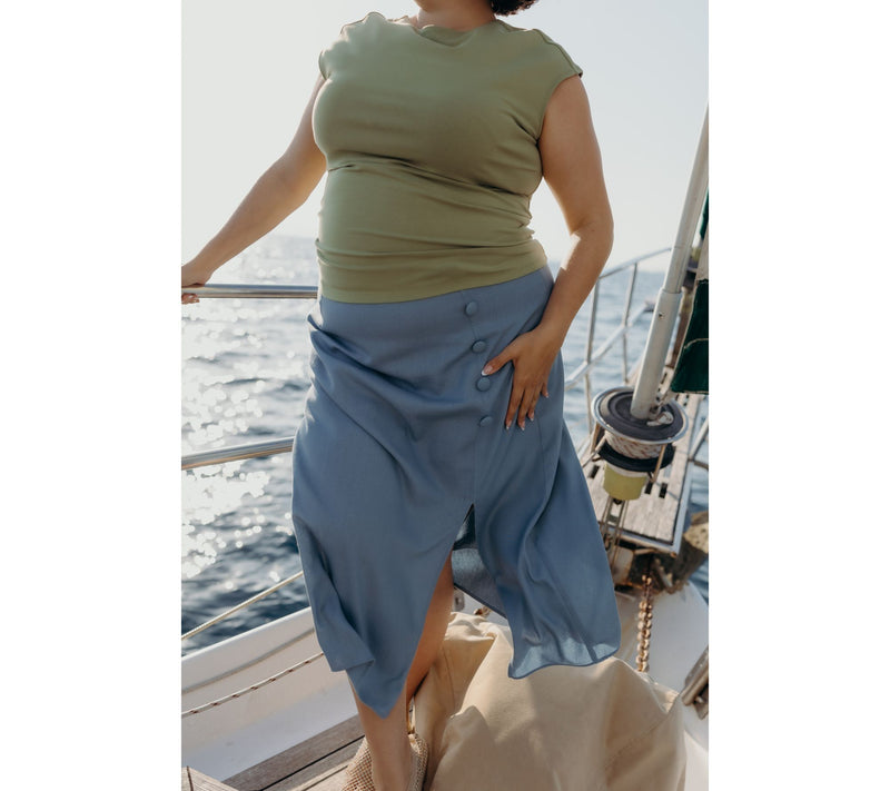 Me by Jennie Garth Regular Linen Blend Midi Skirt — View 14