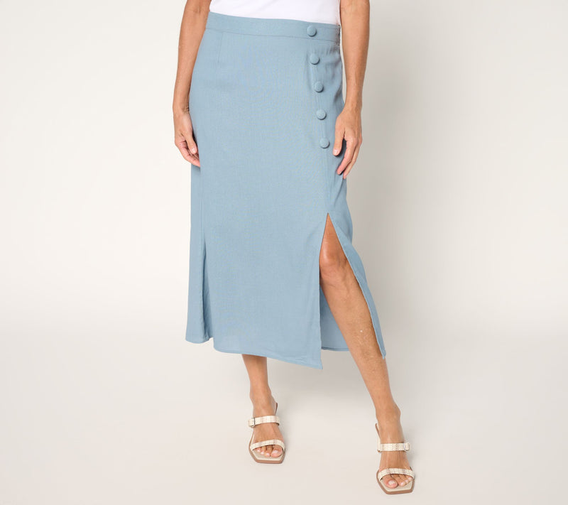 Me by Jennie Garth Regular Linen Blend Midi Skirt — View 5