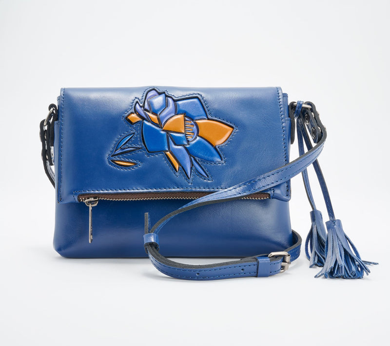 Patricia Nash Leather Corfu Flap Crossbody with Tassel — View 11