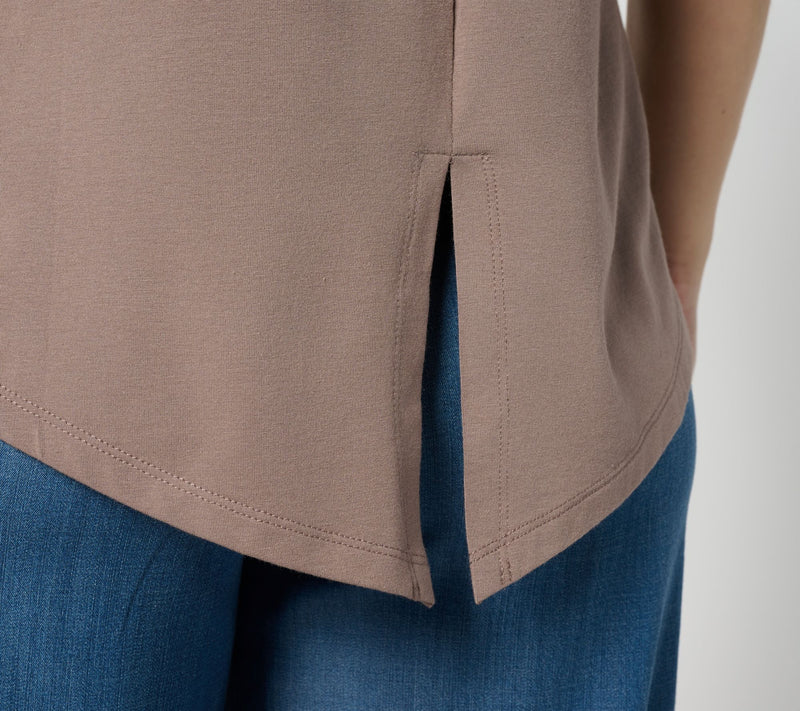 AnyBody Cozy Knit Split Back Elbow Sleeve Top — View 6