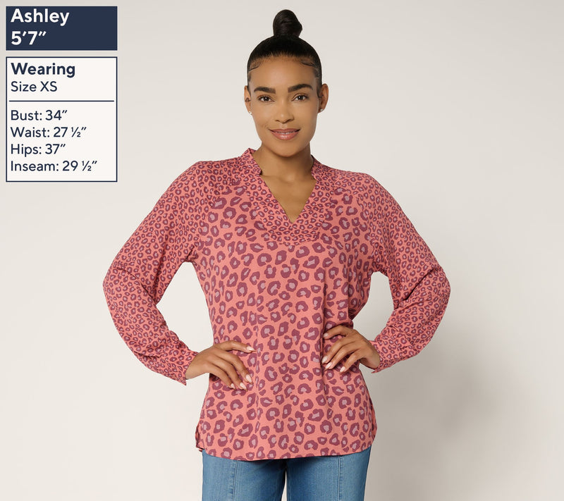 Belle by Kim Gravel Animal Instinct Twin Print Blouse — View 3