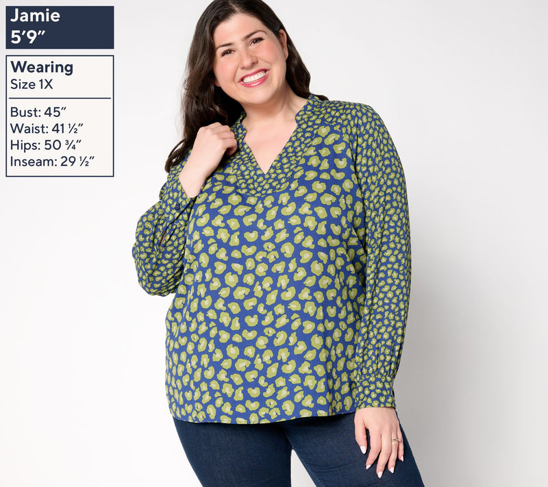 Belle by Kim Gravel Animal Instinct Twin Print Blouse — View 2