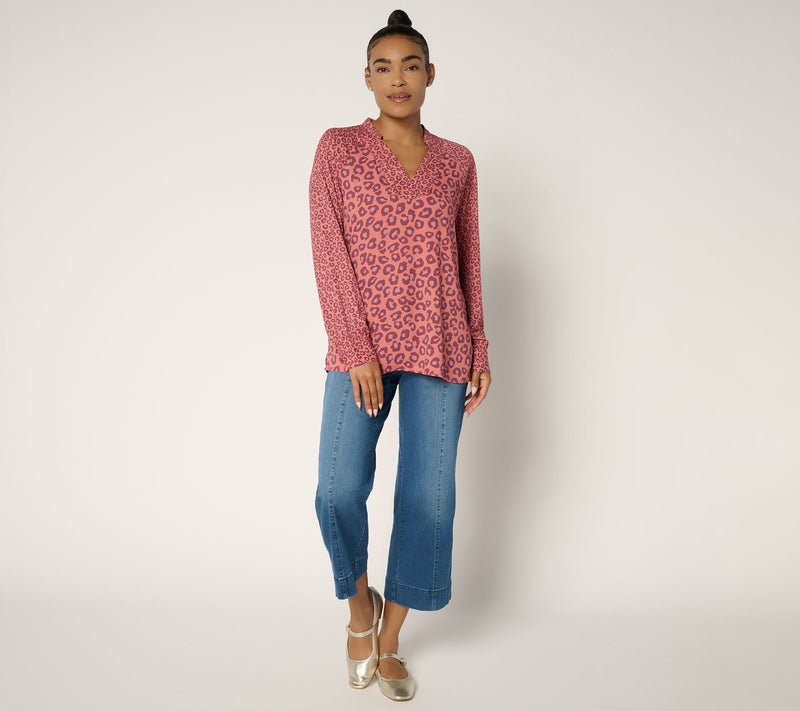 Belle by Kim Gravel Animal Instinct Twin Print Blouse — View 5