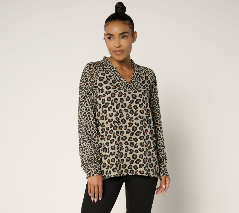 Belle by Kim Gravel Animal Instinct Twin Print Blouse — View 12