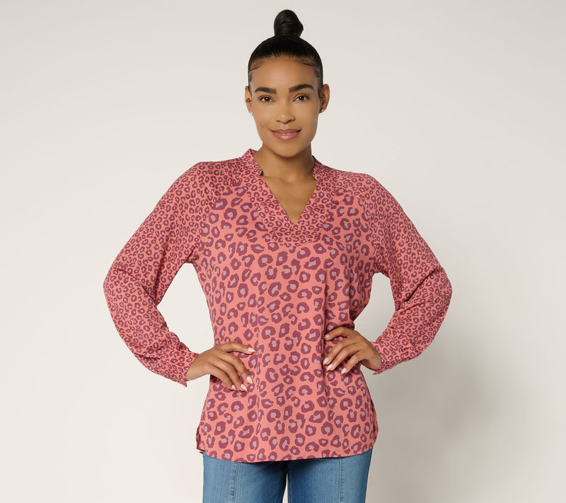 Belle by Kim Gravel Animal Instinct Twin Print Blouse — View 13