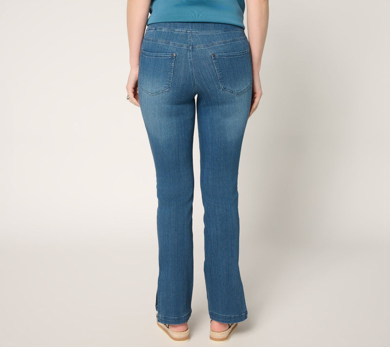 Belle by Kim Gravel Petite Primabelle Denim Vented Straight Jean — View 12