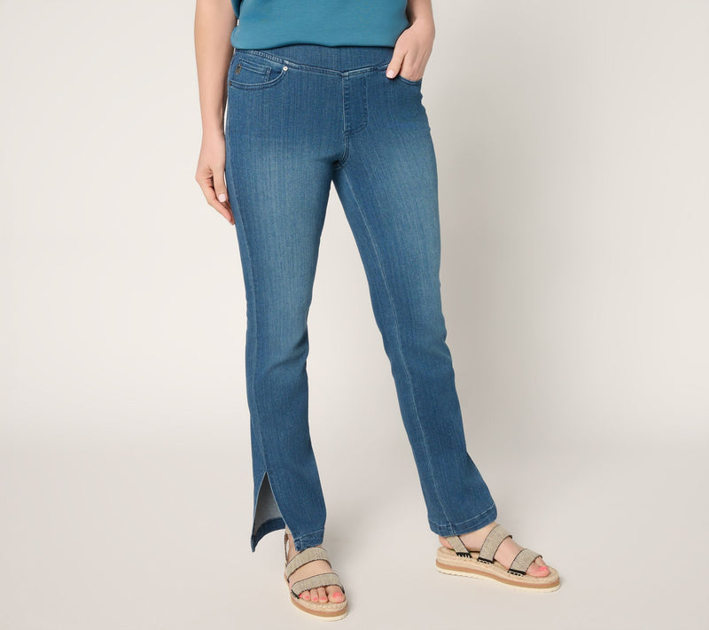Belle by Kim Gravel Petite Primabelle Denim Vented Straight Jean — View 9