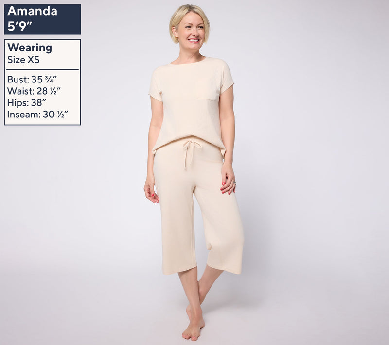 AnyBody Regular Cozy Knit Top and Wide Leg Capri Set — View 3