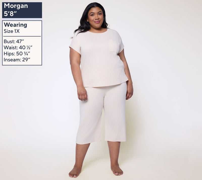AnyBody Tall Cozy Knit Top and Wide Leg Capri Set — View 10