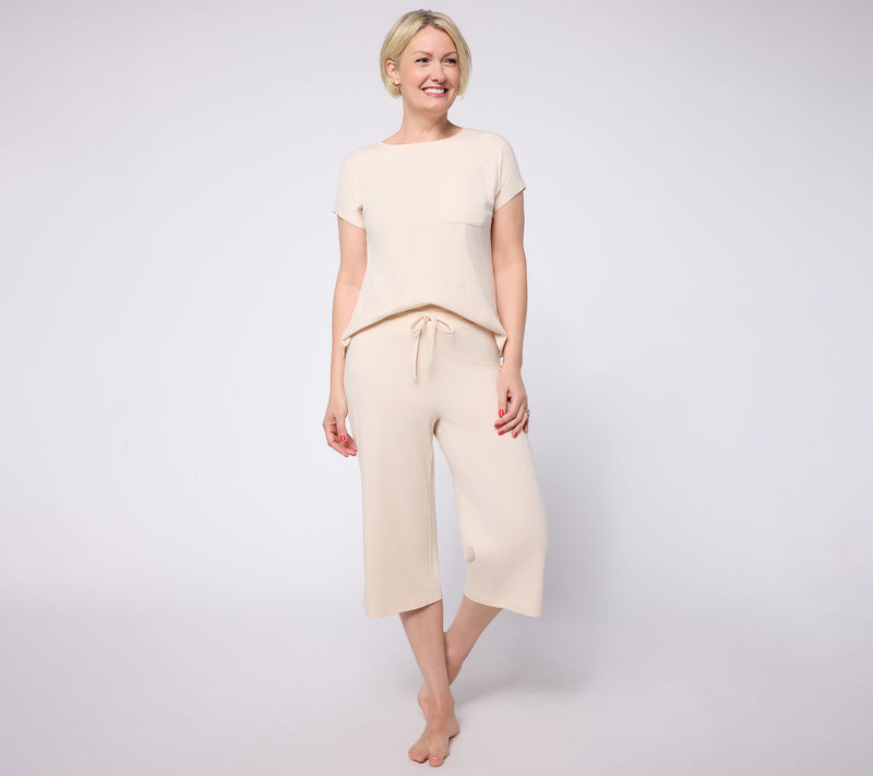 AnyBody Tall Cozy Knit Top and Wide Leg Capri Set — View 15