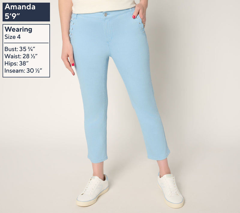 Denim & Co. Regular Color Classic Stretch Crop Jean w/ Pocket Detail — View 2