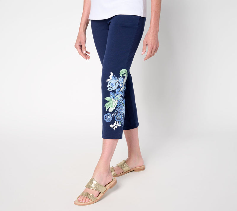 Denim & Co. Petite EasyWear French Terry Placement Print Crop Pant — View 12