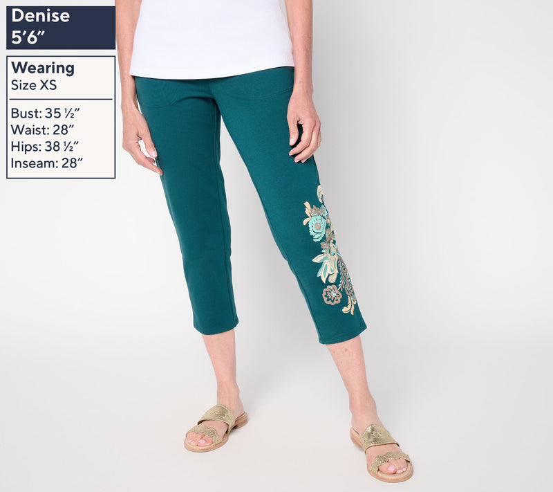 Denim & Co. Tall EasyWear French Terry Placement Print Crop Pant — View 3