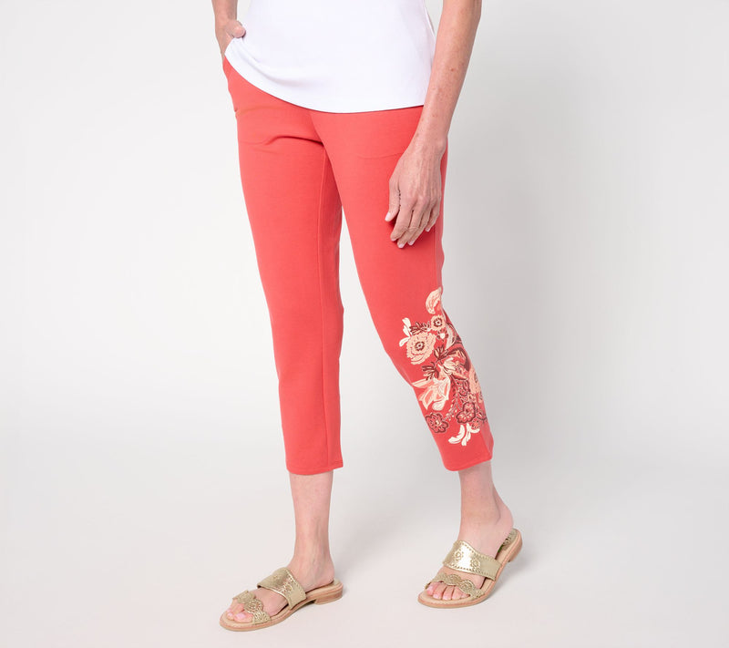 Denim & Co. Tall EasyWear French Terry Placement Print Crop Pant — View 15