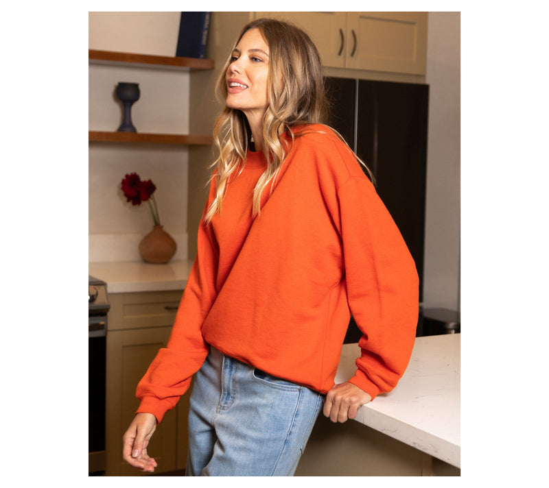 Peace Love World French Terry Sweatshirt with Ruched Sleeves — View 7