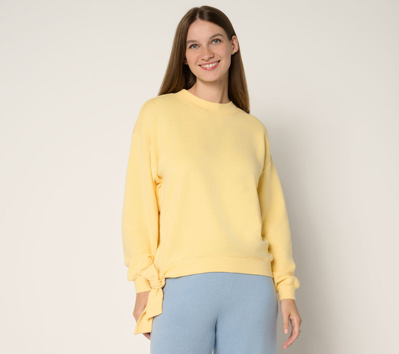 Peace Love World French Terry Sweatshirt with Ruched Sleeves — View 13