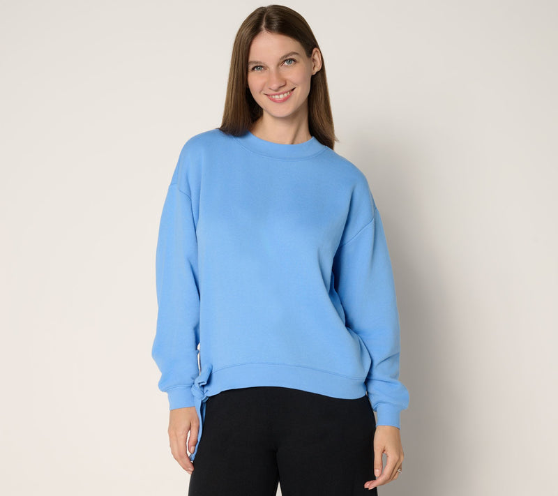 Peace Love World French Terry Sweatshirt with Ruched Sleeves — View 14