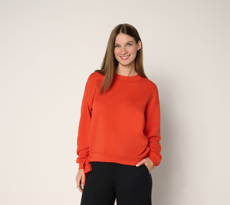 Peace Love World French Terry Sweatshirt with Ruched Sleeves — View 15