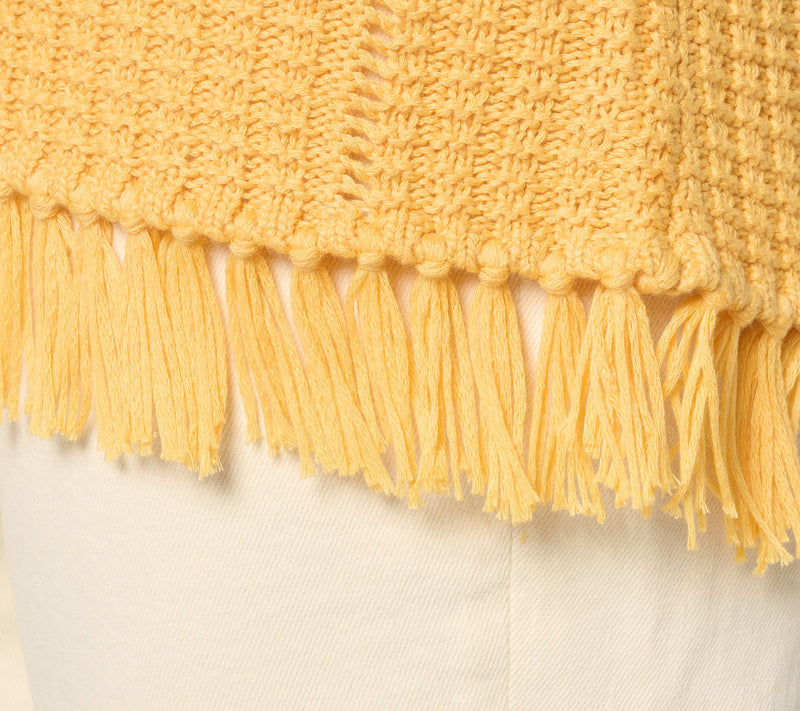 Susan Graver Long Sleeve Fringe Hem Pointelle Sweater — View 14