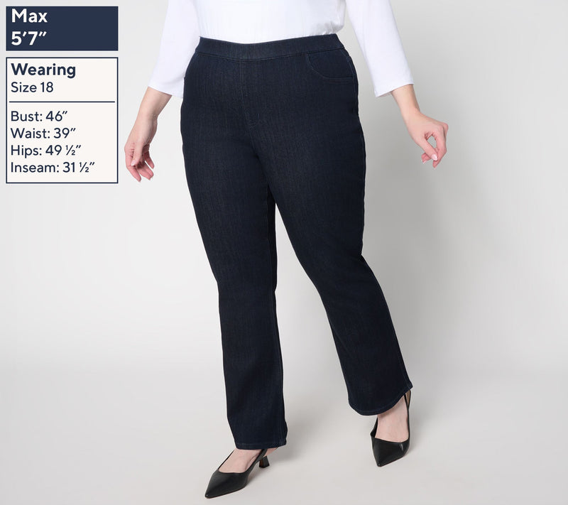 Susan Graver Regular Stretch Denim Boot Cut Full Length Jean — View 2