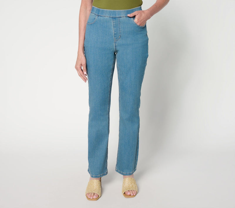Susan Graver Regular Stretch Denim Boot Cut Full Length Jean — View 10