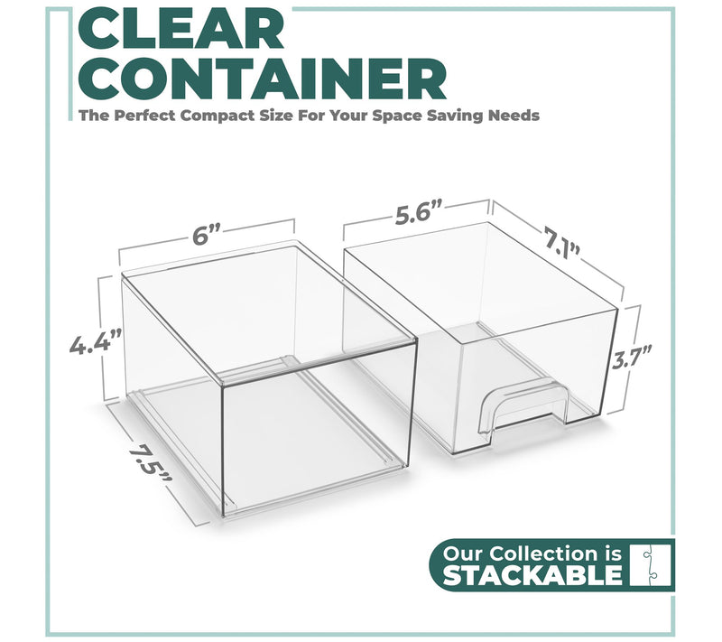 Sorbus Acrylic Storage Containers with Pull-Out, 4 Pack Small — View 2
