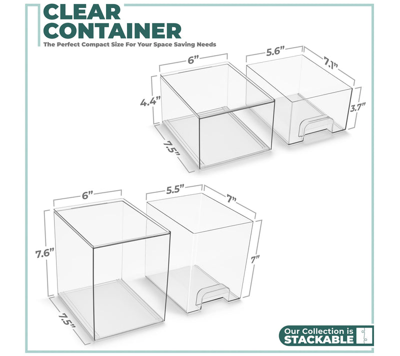 Sorbus Acrylic Storage Contain ers with Pull-O ut Drawe - 2 Pa — View 2