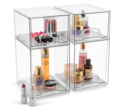 Sorbus Acrylic Storage Containers with Pull-Out Drawers - 4 Pk