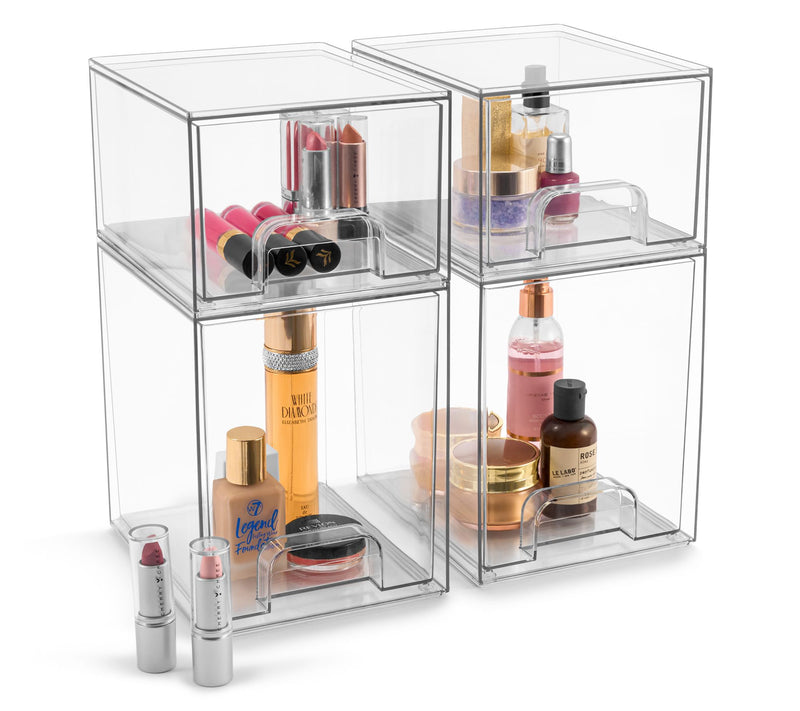 Sorbus Acrylic Storage Containers with Pull-Out Drawers - 4 Pk — Main view