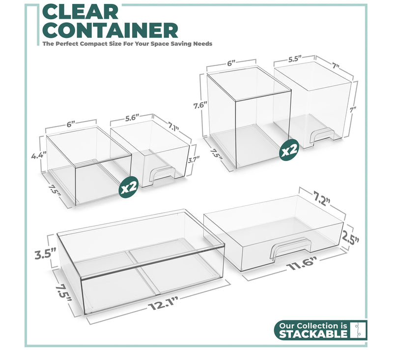 Sorbus 5 Pk Acrylic Storage Containers with Pull-Out Drawers — View 2